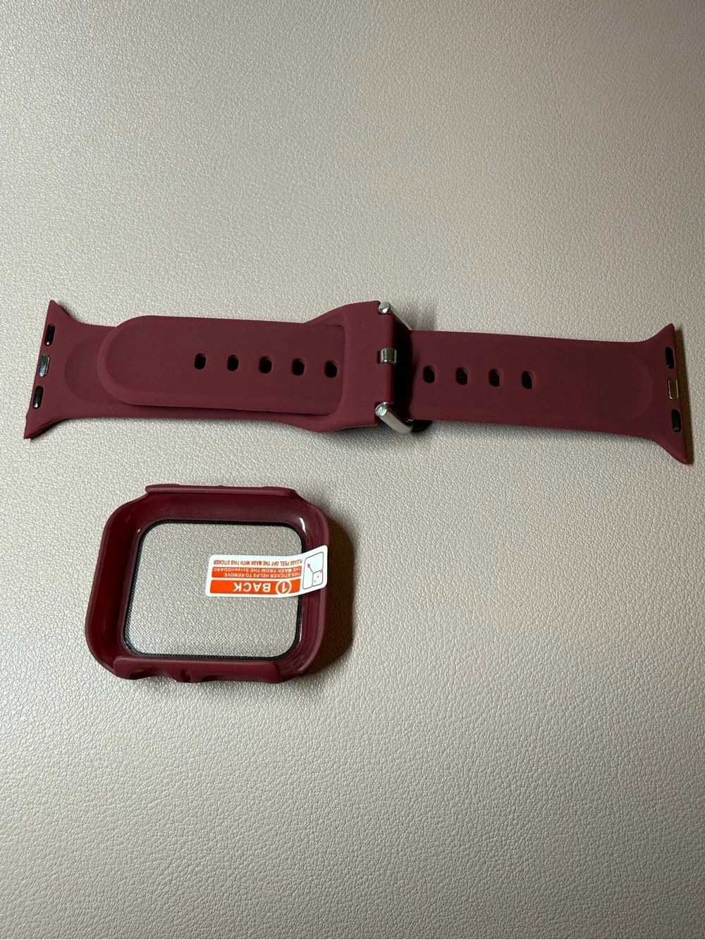 NEW Apple Watch 40mm Burgundy Silicone Band & Matching Protective Case Set 💛